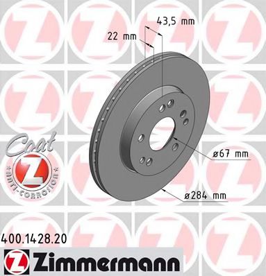 400.1428.20 ZIMMERMANN Brake System Brake Disc