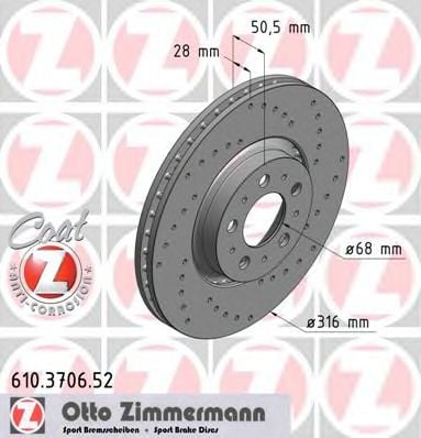 610.3706.52 ZIMMERMANN Brake System Brake Disc