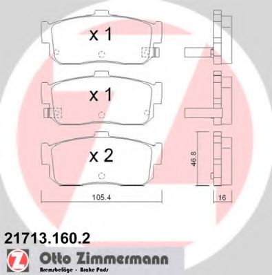 21713.160.2 ZIMMERMANN Brake System Brake Pad Set, disc brake