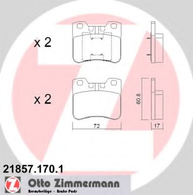 21857.170.1 ZIMMERMANN Brake System Brake Pad Set, disc brake