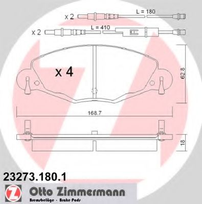 23273.180.1 ZIMMERMANN Тормозная система Комплект тормозных колодок, дисковый тормоз