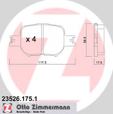 23526.175.1 ZIMMERMANN Brake System Brake Pad Set, disc brake