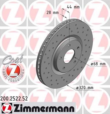 200.2522.52 ZIMMERMANN Brake System Brake Disc