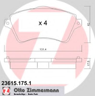 23615.175.1 ZIMMERMANN Тормозная система Комплект тормозных колодок, дисковый тормоз