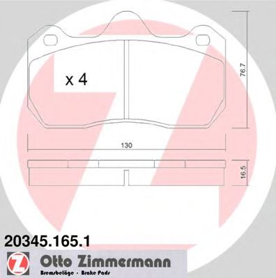 20345.165.1 ZIMMERMANN Тормозная система Комплект тормозных колодок, дисковый тормоз