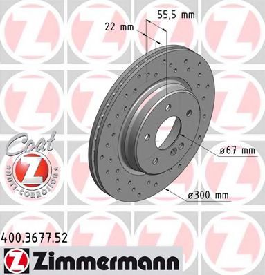 400.3677.52 ZIMMERMANN Brake System Brake Disc