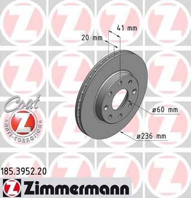 185.3952.20 ZIMMERMANN Brake System Brake Disc