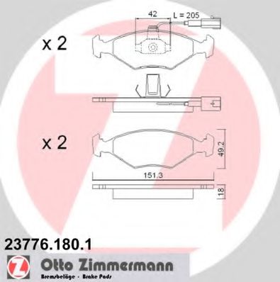 23776.180.1 ZIMMERMANN Brake System Brake Pad Set, disc brake