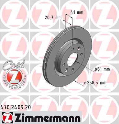 470.2409.20 ZIMMERMANN Brake System Brake Disc