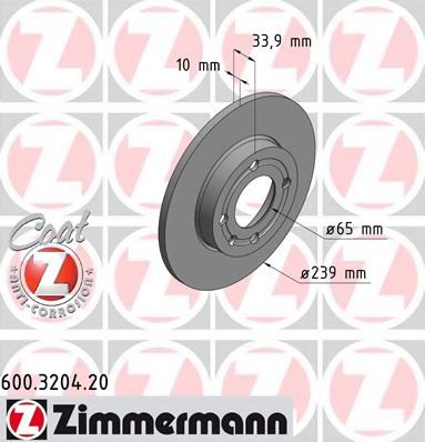 600.3204.20 ZIMMERMANN Brake System Brake Disc