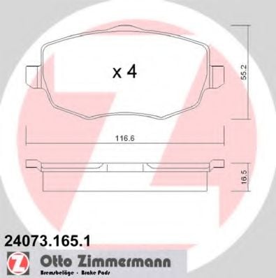 24073.165.1 ZIMMERMANN Brake System Brake Pad Set, disc brake