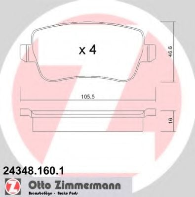 24348.160.1 ZIMMERMANN Brake System Brake Pad Set, disc brake