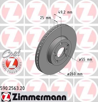 590.2563.20 ZIMMERMANN Brake System Brake Disc