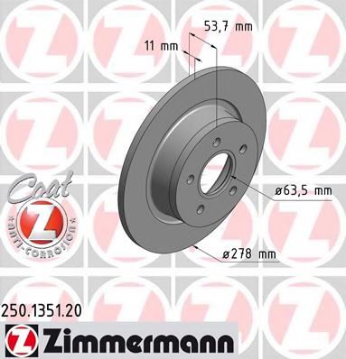 250.1351.20 ZIMMERMANN Brake System Brake Disc
