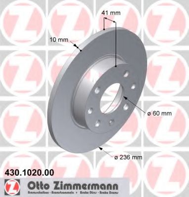 430.1020.00 ZIMMERMANN Brake System Brake Disc