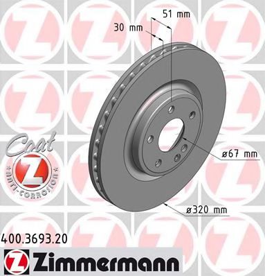 400.3693.20 ZIMMERMANN Brake System Brake Disc