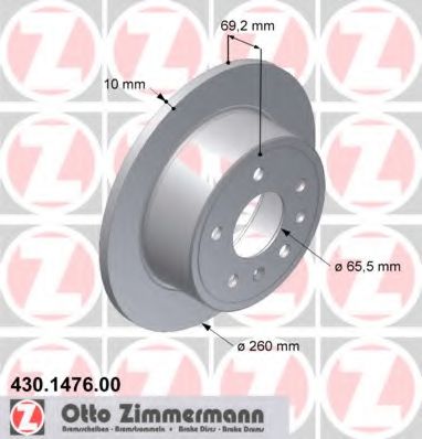 430.1476.00 ZIMMERMANN Brake System Brake Disc