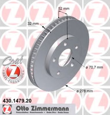 430.1479.20 ZIMMERMANN Brake System Brake Disc