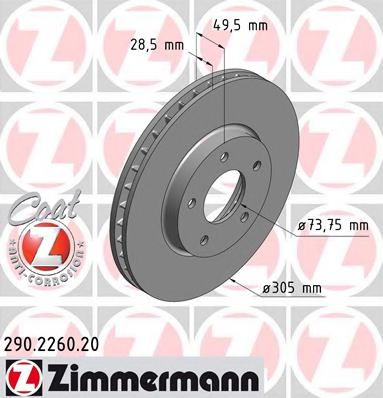 290.2260.20 ZIMMERMANN Brake System Brake Disc