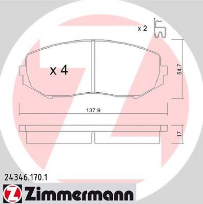24346.170.1 ZIMMERMANN Brake System Brake Pad Set, disc brake