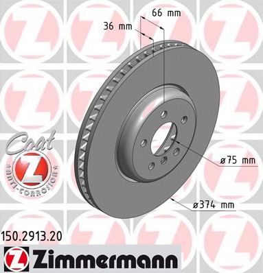 150.2913.20 ZIMMERMANN Brake System Brake Disc