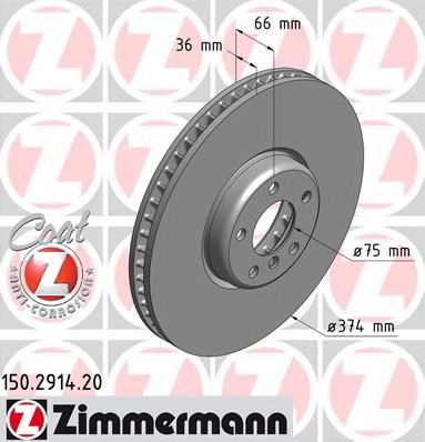 150.2914.20 ZIMMERMANN Brake System Brake Disc