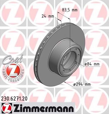 230.6271.20 ZIMMERMANN Brake System Brake Disc