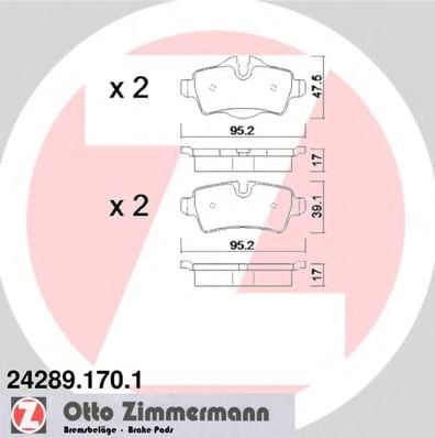 24289.170.1 ZIMMERMANN Brake System Brake Pad Set, disc brake