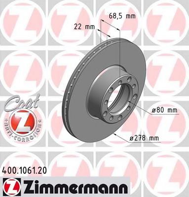 400.1061.20 ZIMMERMANN Brake System Brake Disc