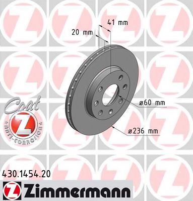 430.1454.20 ZIMMERMANN Brake System Brake Disc