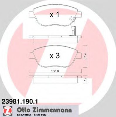 23981.190.1 ZIMMERMANN Brake System Brake Pad Set, disc brake