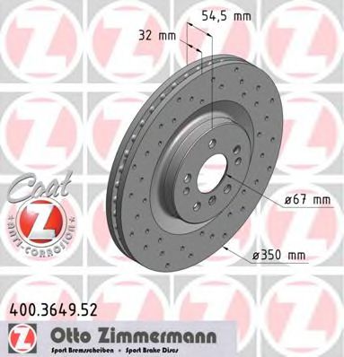 400.3649.52 ZIMMERMANN Brake System Brake Disc