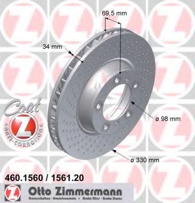 460.1560.20 ZIMMERMANN Тормозная система Тормозной диск