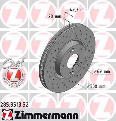 285.3513.52 ZIMMERMANN Brake System Brake Disc