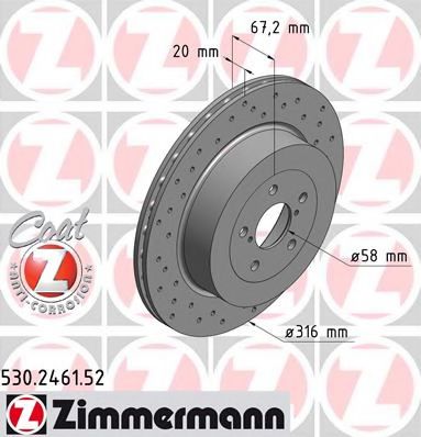 530.2461.52 ZIMMERMANN Brake System Brake Disc