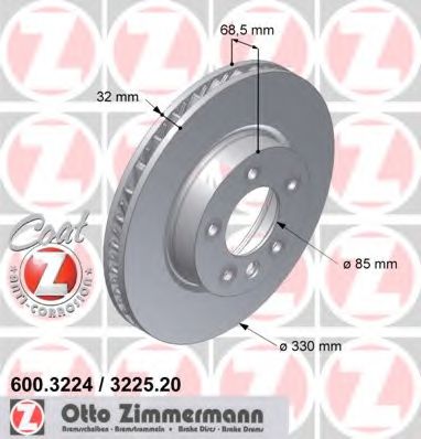 600.3224.20 ZIMMERMANN Brake System Brake Disc