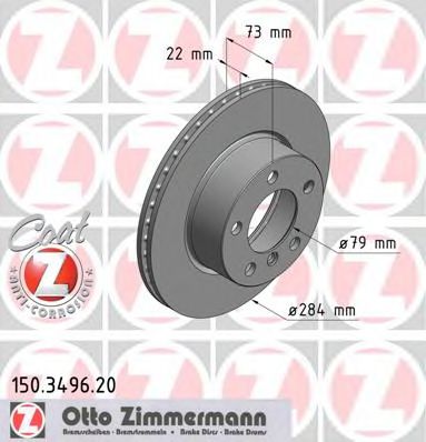 150.3496.20 ZIMMERMANN Brake System Brake Disc