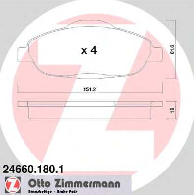 24660.180.1 ZIMMERMANN Brake System Brake Pad Set, disc brake