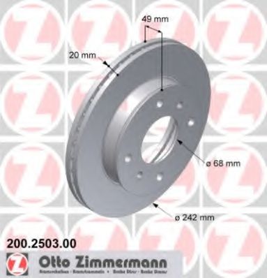 200.2503.00 ZIMMERMANN Brake System Brake Disc