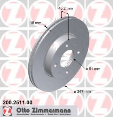 200.2511.00 ZIMMERMANN Brake System Brake Disc