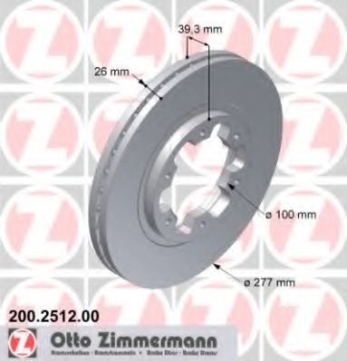 200.2512.00 ZIMMERMANN Brake System Brake Disc