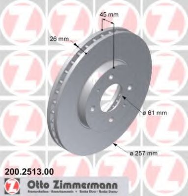 200.2513.00 ZIMMERMANN Brake System Brake Disc