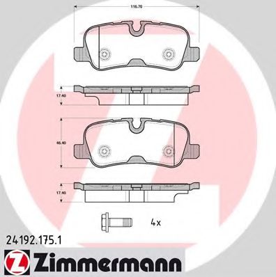 24192.175.1 ZIMMERMANN Brake System Brake Pad Set, disc brake