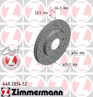 440.2034.52 ZIMMERMANN Brake System Brake Disc