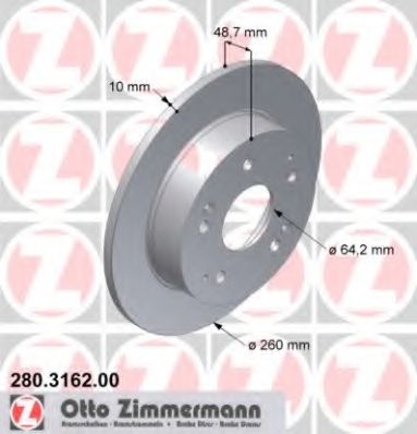 280.3162.00 ZIMMERMANN Brake System Brake Disc