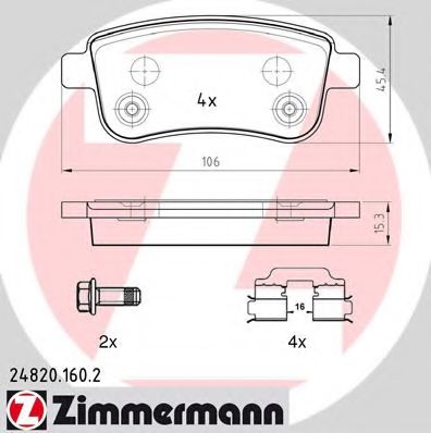 24820.160.2 ZIMMERMANN Brake System Brake Pad Set, disc brake