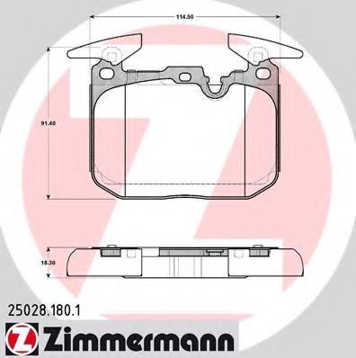 25028.180.1 ZIMMERMANN Тормозная система Комплект тормозных колодок, дисковый тормоз