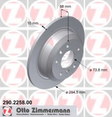 290.2258.00 ZIMMERMANN Brake System Brake Disc