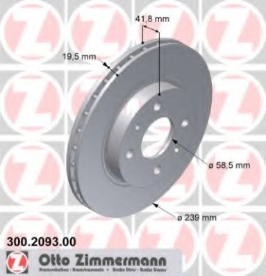 300.2093.00 ZIMMERMANN Brake System Brake Disc