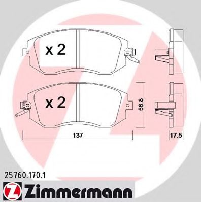25760.170.1 ZIMMERMANN Brake System Brake Pad Set, disc brake
